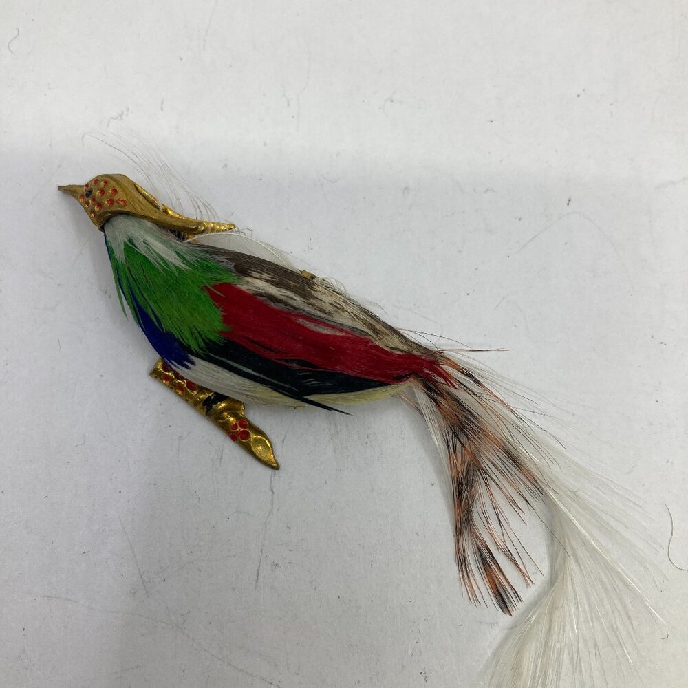 Vtg Made in JAPAN 1960 feather paradise bird brooch